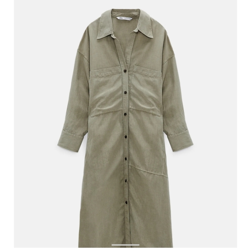 Zara Green shirt dress size Meduim front pockets